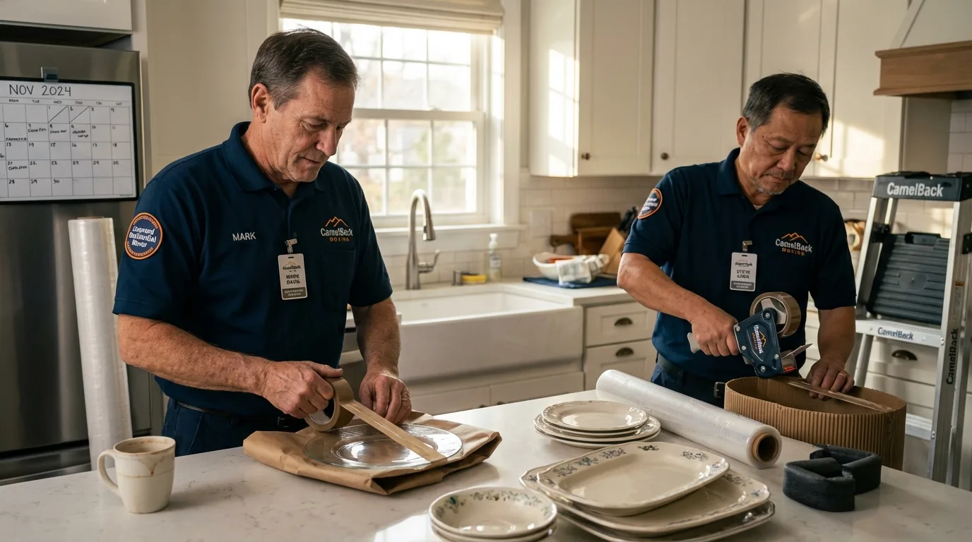 Professional crew packing kitchen dishware in New Castle, PA